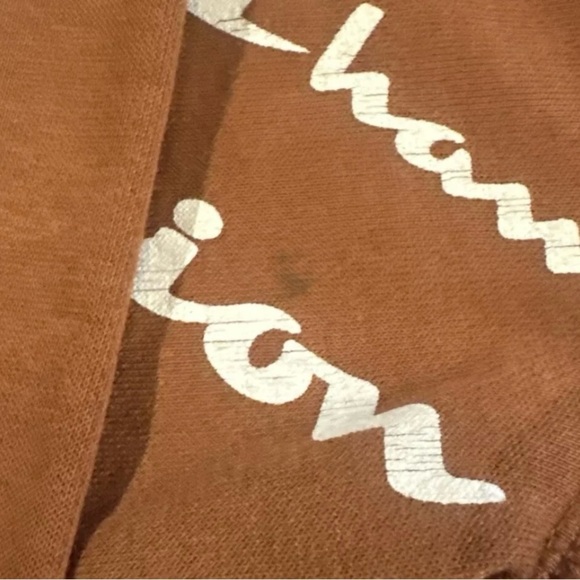 CHAMPION Burnt Orange All-Over Logo Graphic Print Fleece Hoodie Sweatshirt MED - Picture 7 of 9